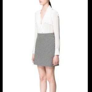 ZARA WOMAN BLACK & WHITE CHECKERED SKIRT